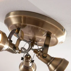 Lindby Deckenlampe Perseas, Ø 22cm, 3-flg., altmessing, GU10