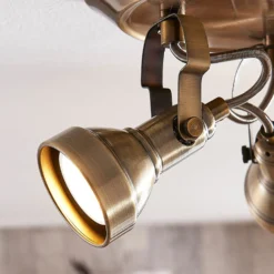 Lindby Deckenlampe Perseas, Ø 22cm, 3-flg., altmessing, GU10