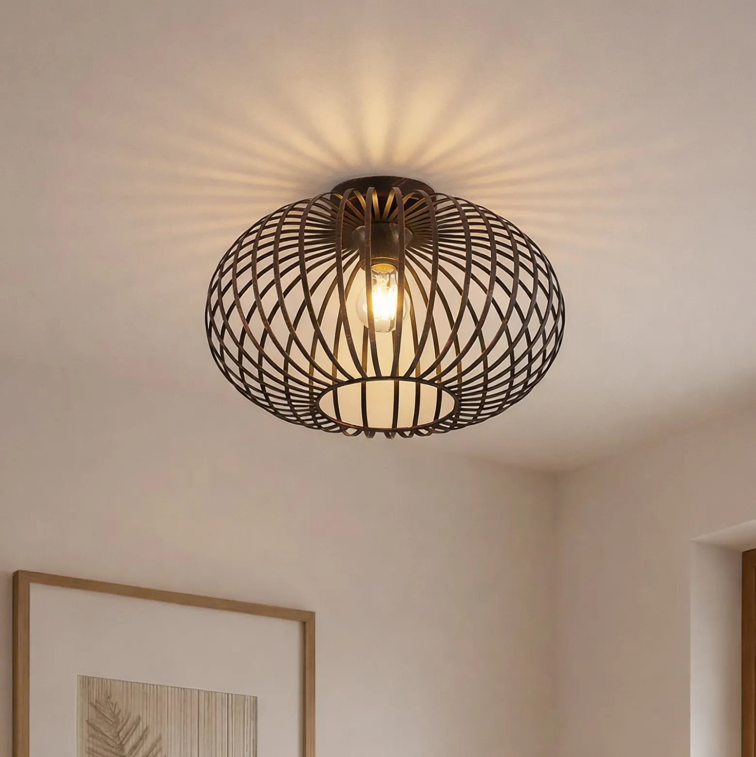 Lindby Deckenlampe Rosalea, kupferfarben, Metall, 40 cm, E27
