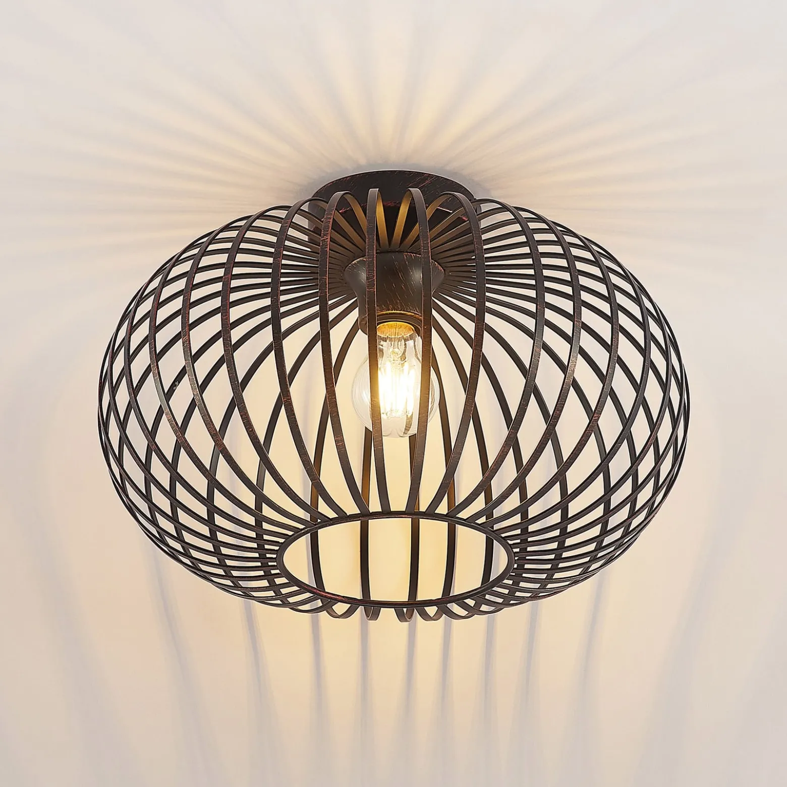 Lindby Deckenlampe Rosalea, kupferfarben, Metall, 40 cm, E27