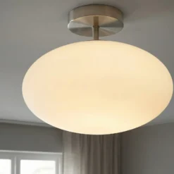Lindby Deckenlampe Sonika, Ø 40 cm, nickelfarben, Glas, E27