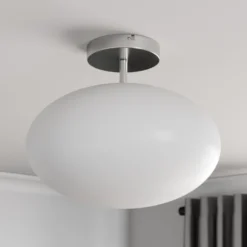 Lindby Deckenlampe Sonika, Ø 40 cm, nickelfarben, Glas, E27