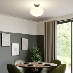 Lindby Deckenlampe Sonika, Ø 40 cm, nickelfarben, Glas, E27