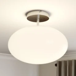 Lindby Deckenlampe Sonika, Ø 40 cm, nickelfarben, Glas, E27