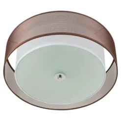 Lindby Deckenlampe Tobia, braun, Textil, Ø 50 cm, E27