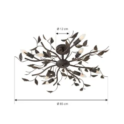 Lindby Deckenlampe Yos, 8-flg., 85 cm, schwarz-gold, E14