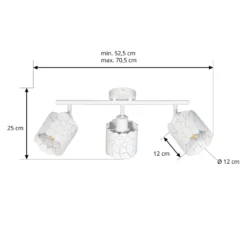 Lindby Deckenleuche Aralena, weiß, 3-flg., Länge 70,5 cm