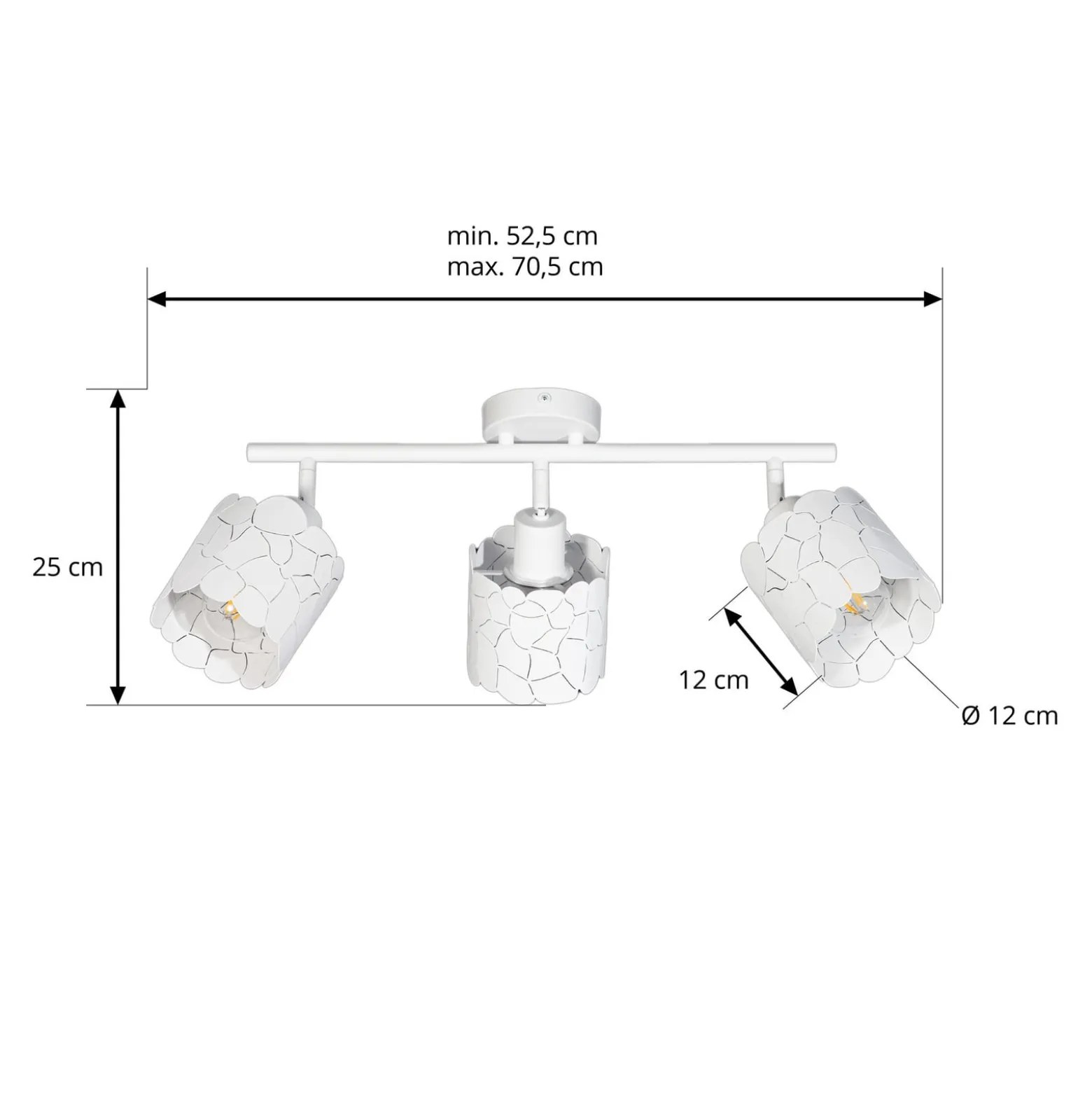 Lindby Deckenleuche Aralena, weiß, 3-flg., Länge 70,5 cm