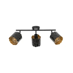 Lindby Deckenleuchte Aralena, schwarz/gold, 3-flg.,Länge70cm