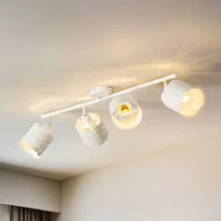 Lindby Deckenleuchte Aralena, weiß, 4-flg., Länge 97 cm