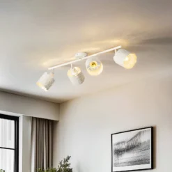 Lindby Deckenleuchte Aralena, weiß, 4-flg., Länge 97 cm
