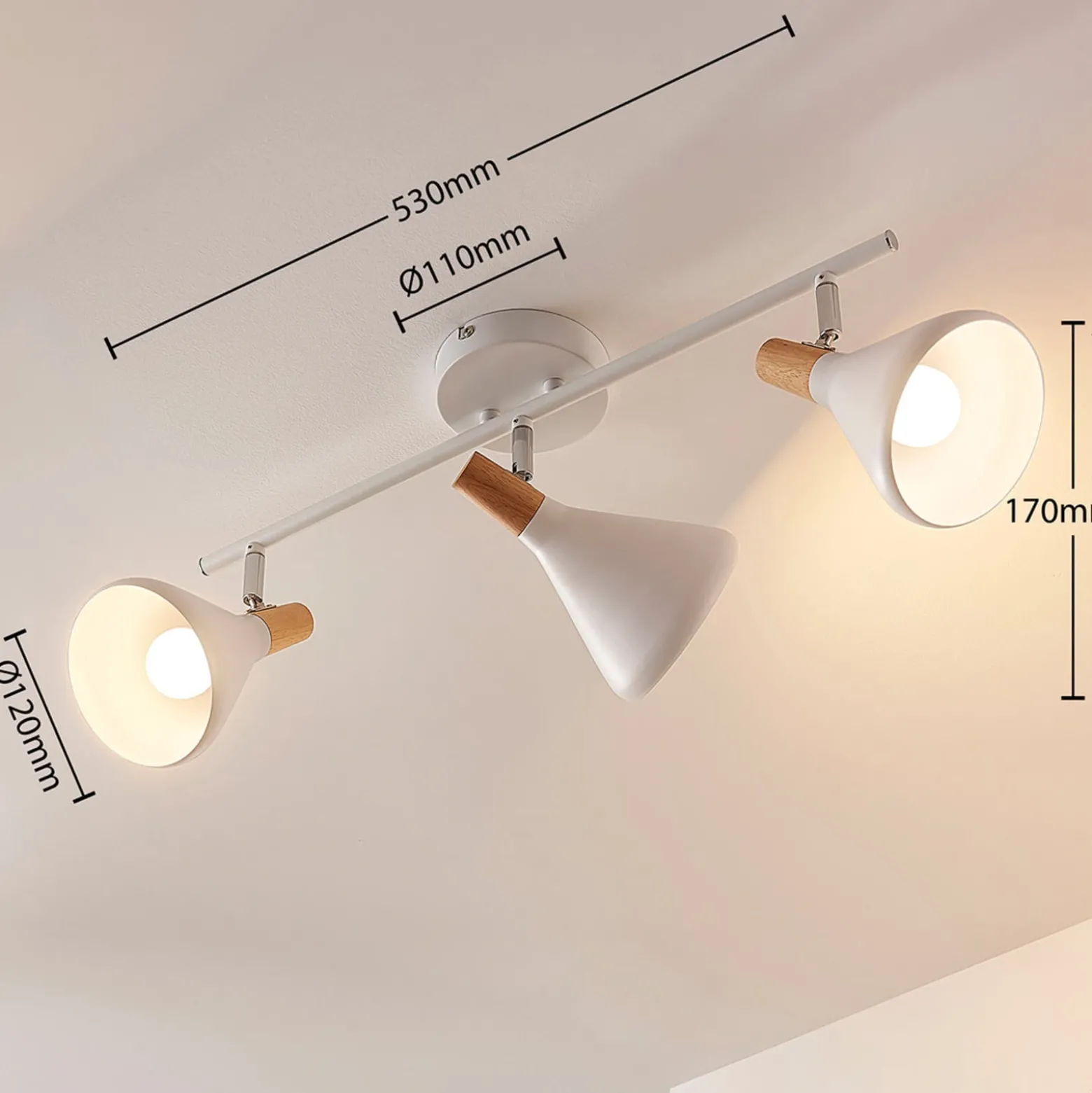 Lindby Deckenleuchte Arina, 53 cm, weiß, 3-flammig, E14
