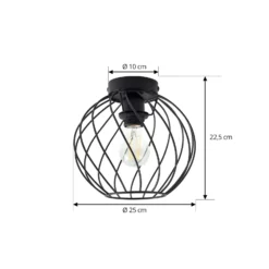 Lindby Deckenleuchte Danika, Ø 25 cm, schwarz, Metall