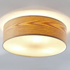 Lindby Deckenleuchte Dominic, Ø 45 cm, 3-flammig, Holz