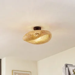Lindby Deckenleuchte Eleane, Bambus, natur, Ø 50 cm