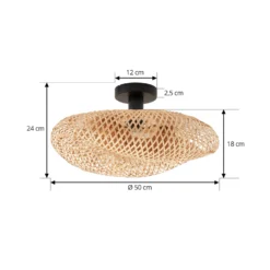 Lindby Deckenleuchte Eleane, Bambus, natur, Ø 50 cm