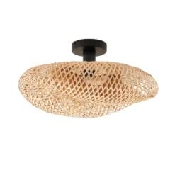 Lindby Deckenleuchte Eleane, Bambus, natur, Ø 50 cm
