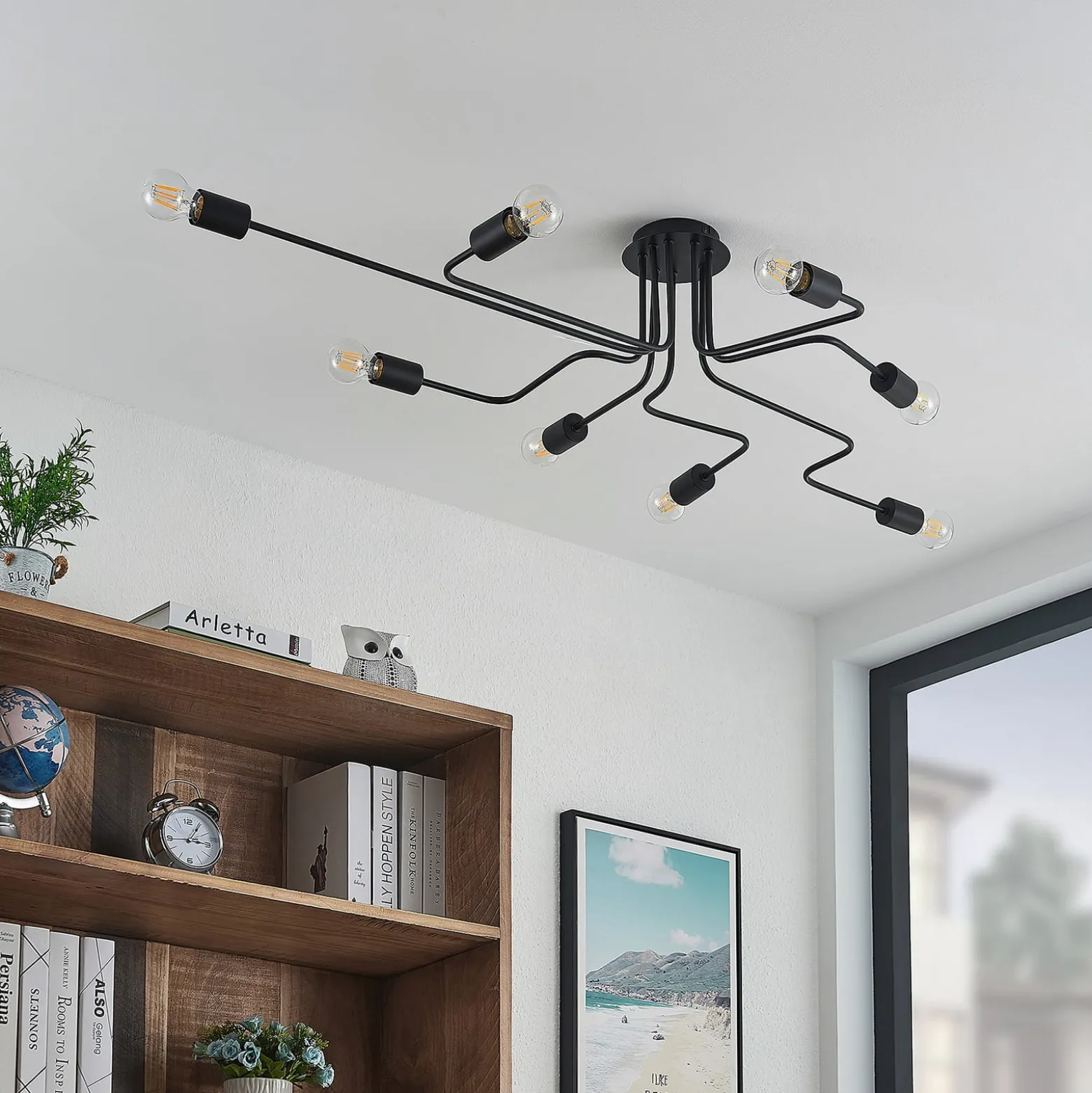 Lindby Deckenleuchte Elimar, 136 cm, 8-flammig, Metall, E27