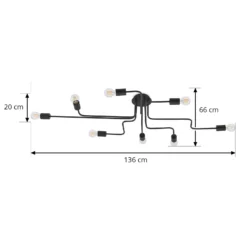 Lindby Deckenleuchte Elimar, 136 cm, 8-flammig, Metall, E27