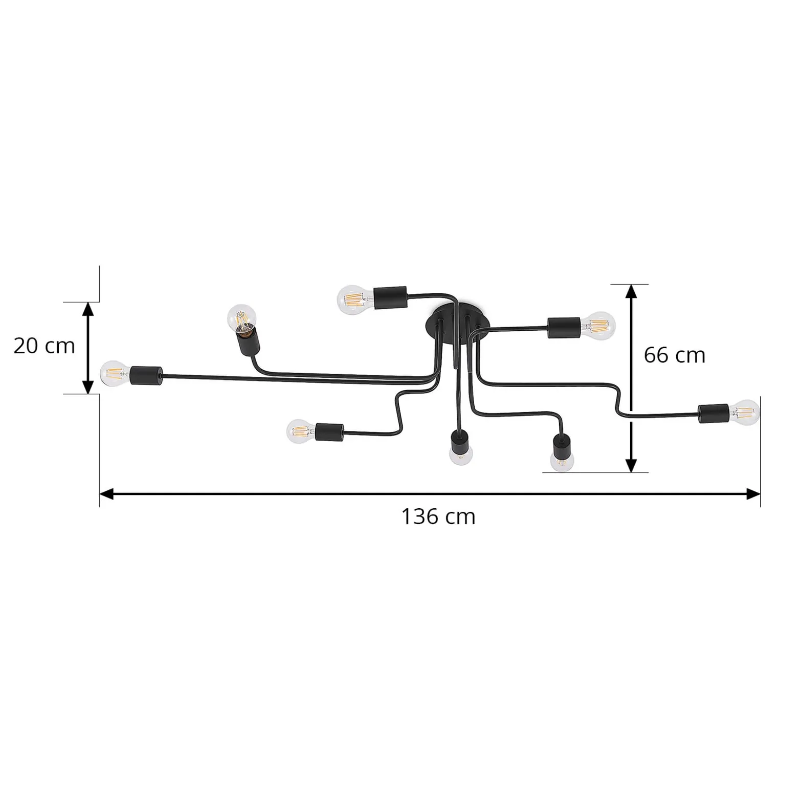Lindby Deckenleuchte Elimar, 136 cm, 8-flammig, Metall, E27