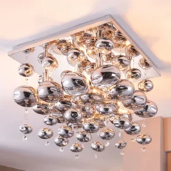Lindby Deckenleuchte Esfera, rauchgrau, Glas, 4-flg., 35cm