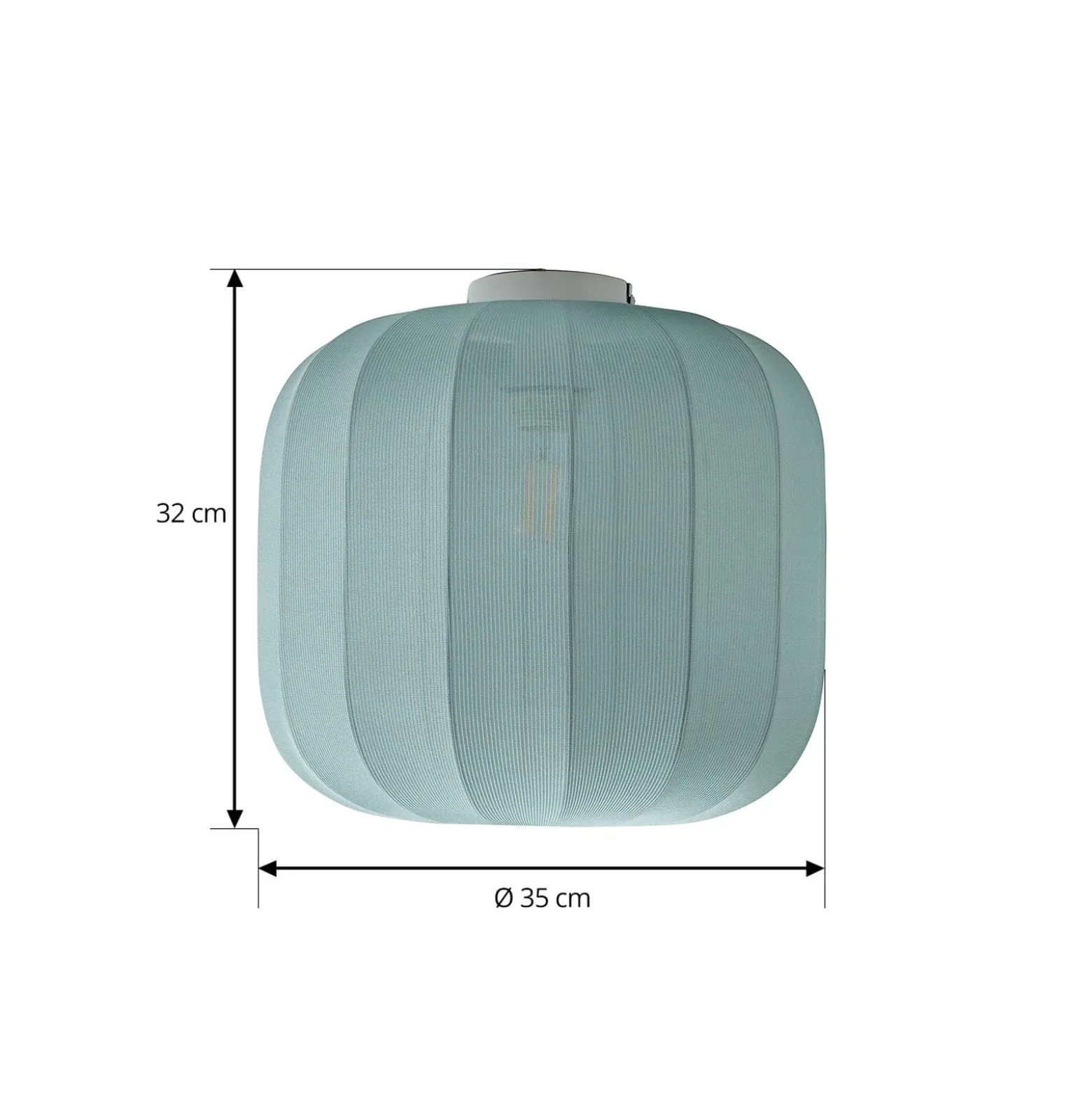 Lindby Deckenleuchte Helin, blau, Stoff, Ø 35 cm