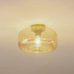 Lindby Deckenleuchte Hildur, Ø 28,5 cm, amber, Glas