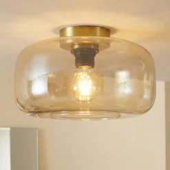 Lindby Deckenleuchte Hildur, Ø 28,5 cm, amber, Glas