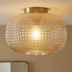 Lindby Deckenleuchte Hildur, Ø 25 cm, amber, Glas