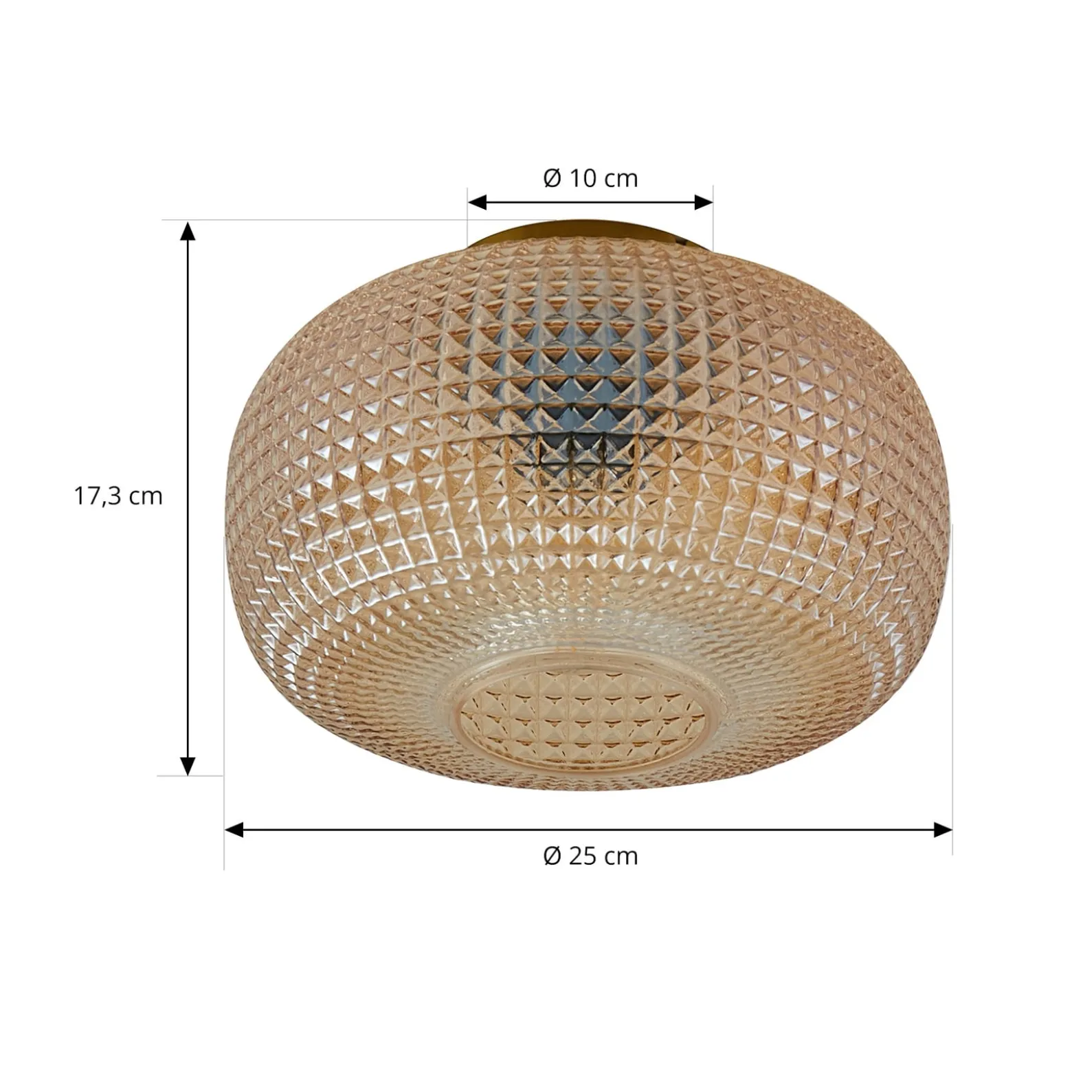 Lindby Deckenleuchte Hildur, Ø 25 cm, amber, Glas
