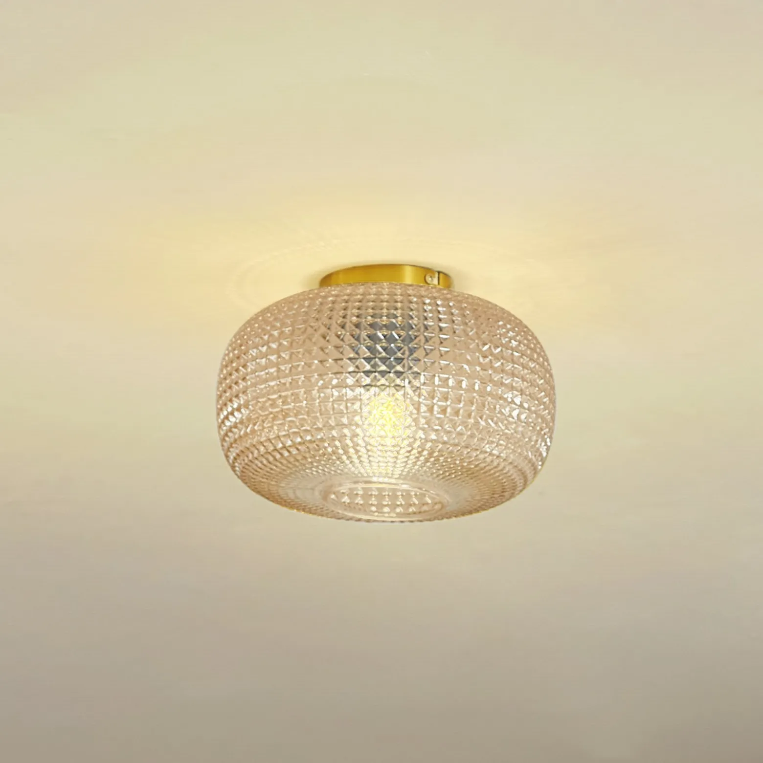 Lindby Deckenleuchte Hildur, Ø 25 cm, amber, Glas
