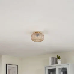 Lindby Deckenleuchte Hildur, Ø 25 cm, amber, Glas