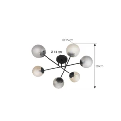 Lindby Deckenleuchte Isamer, rauchgrau/amber, Ø 80 cm, Kugel