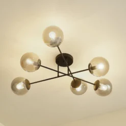 Lindby Deckenleuchte Isamer, rauchgrau, Ø 80 cm, Kugel