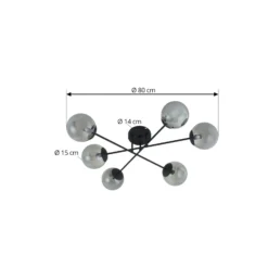Lindby Deckenleuchte Isamer, rauchgrau, Ø 80 cm, Kugel