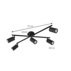 Lindby Deckenleuchte Joffrey, 78 cm, schwarz, 5-flg., GU10