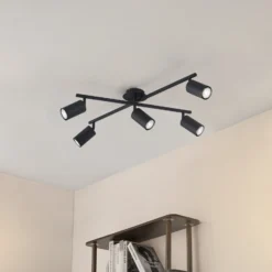 Lindby Deckenleuchte Joffrey, 78 cm, schwarz, 5-flg., GU10