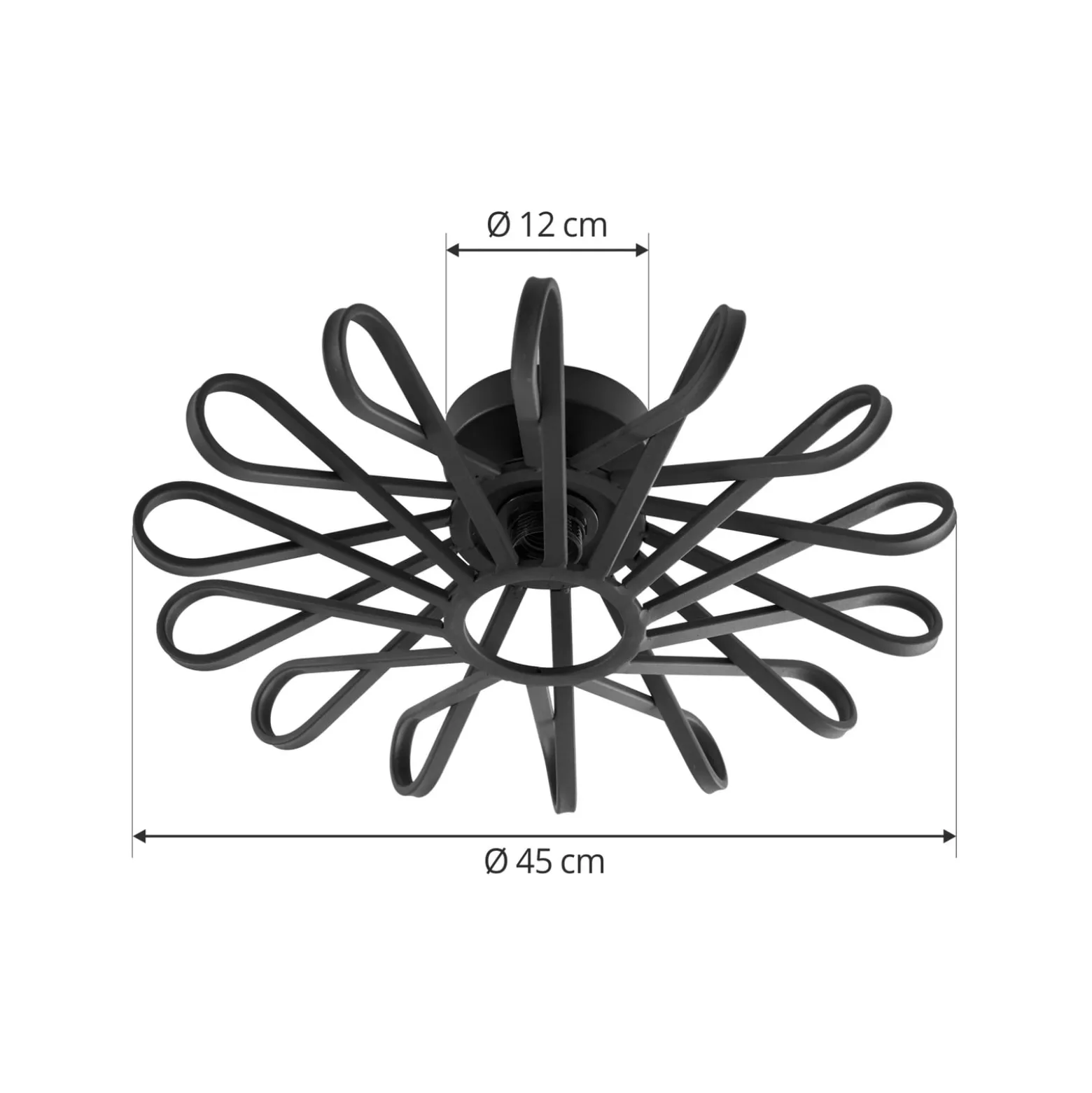 Lindby Deckenleuchte Kaelen, schwarz, Eisen, Ø 45 cm, E27