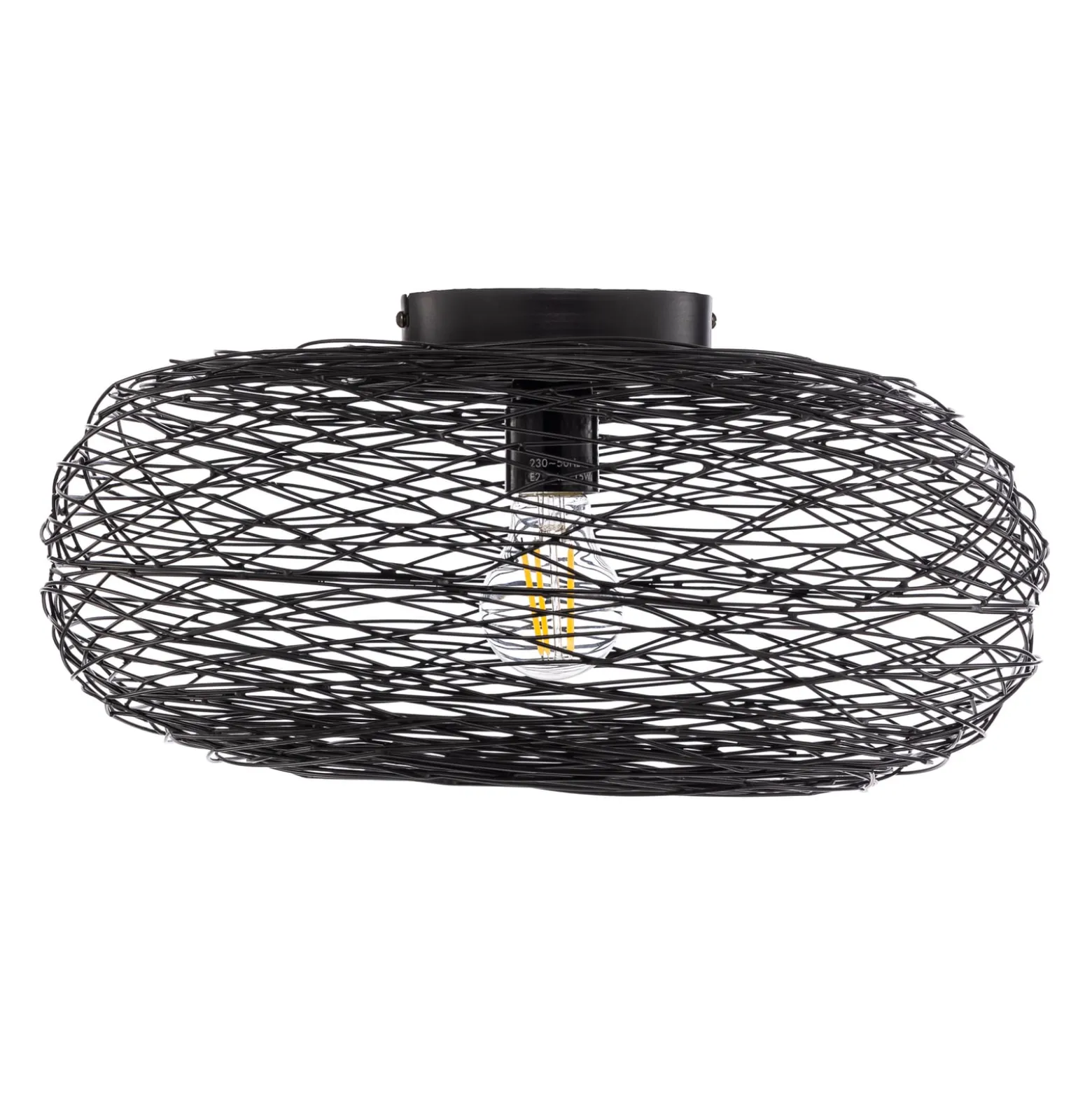 Lindby Deckenleuchte Kaviya, schwarz, Ø 40 cm, Eisen, E27
