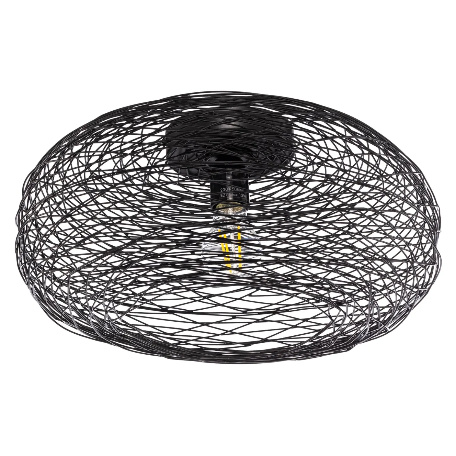 Lindby Deckenleuchte Kaviya, schwarz, Ø 40 cm, Eisen, E27