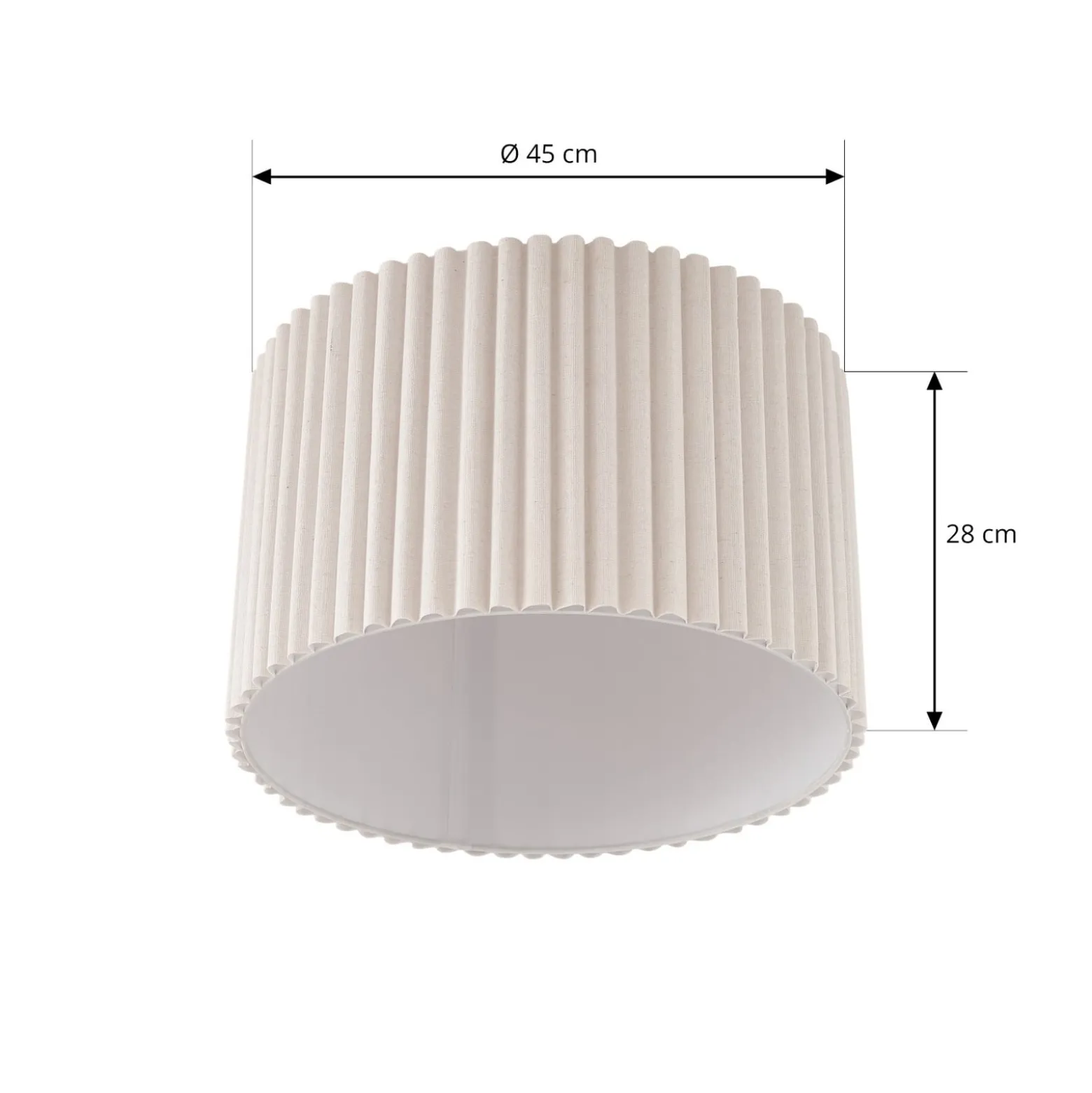 Lindby Deckenleuchte Libbie, Ø 45 cm, Leinen, cremefarben