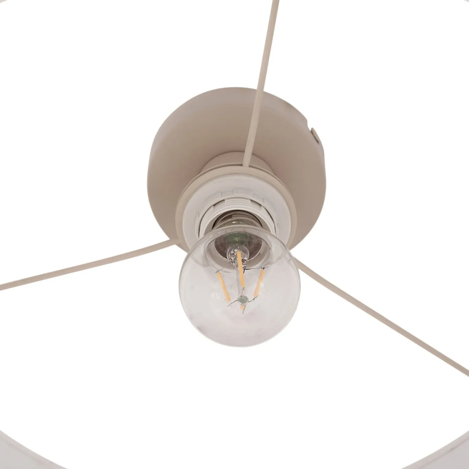 Lindby Deckenleuchte Libbie, Ø 45 cm, Leinen, cremefarben