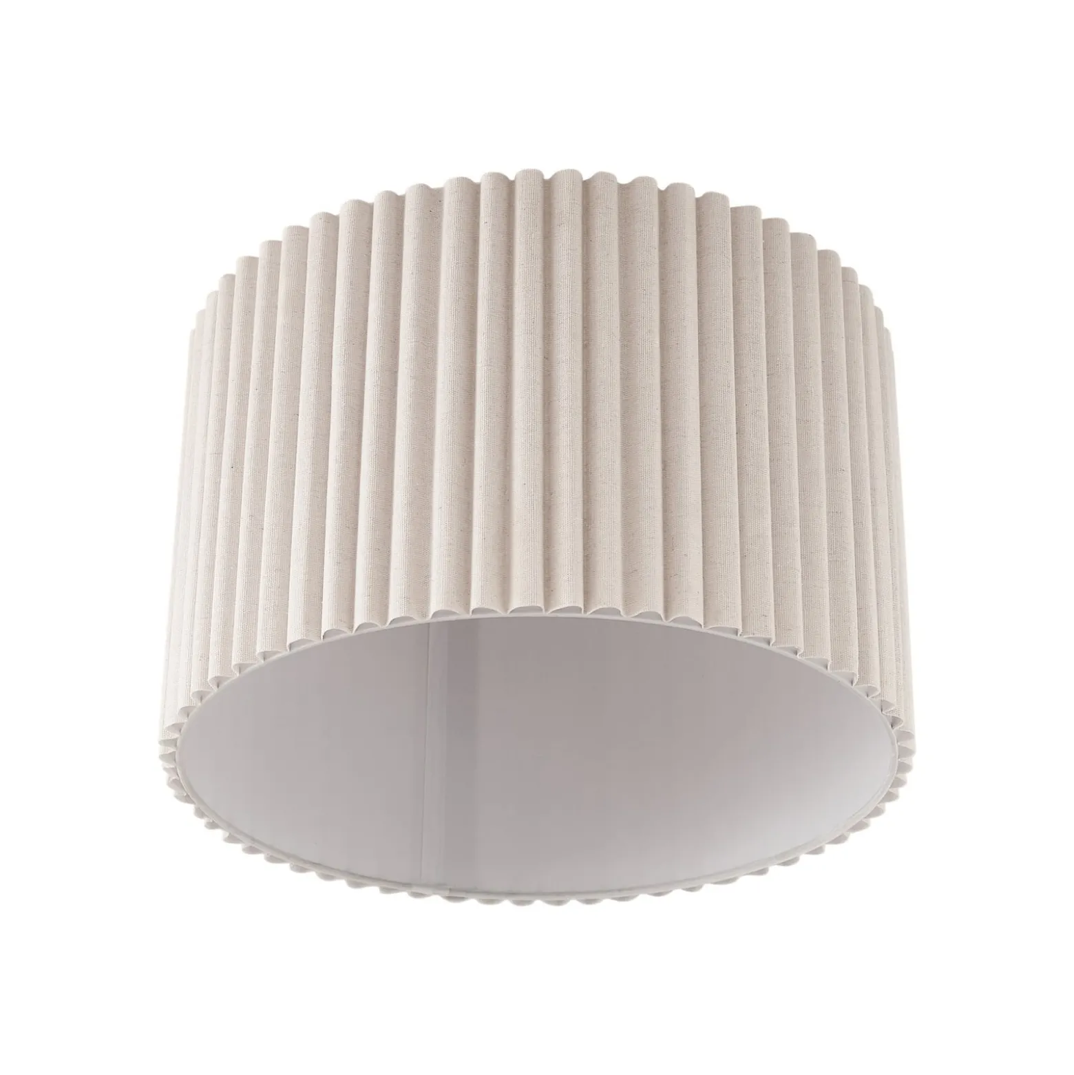 Lindby Deckenleuchte Libbie, Ø 45 cm, Leinen, cremefarben