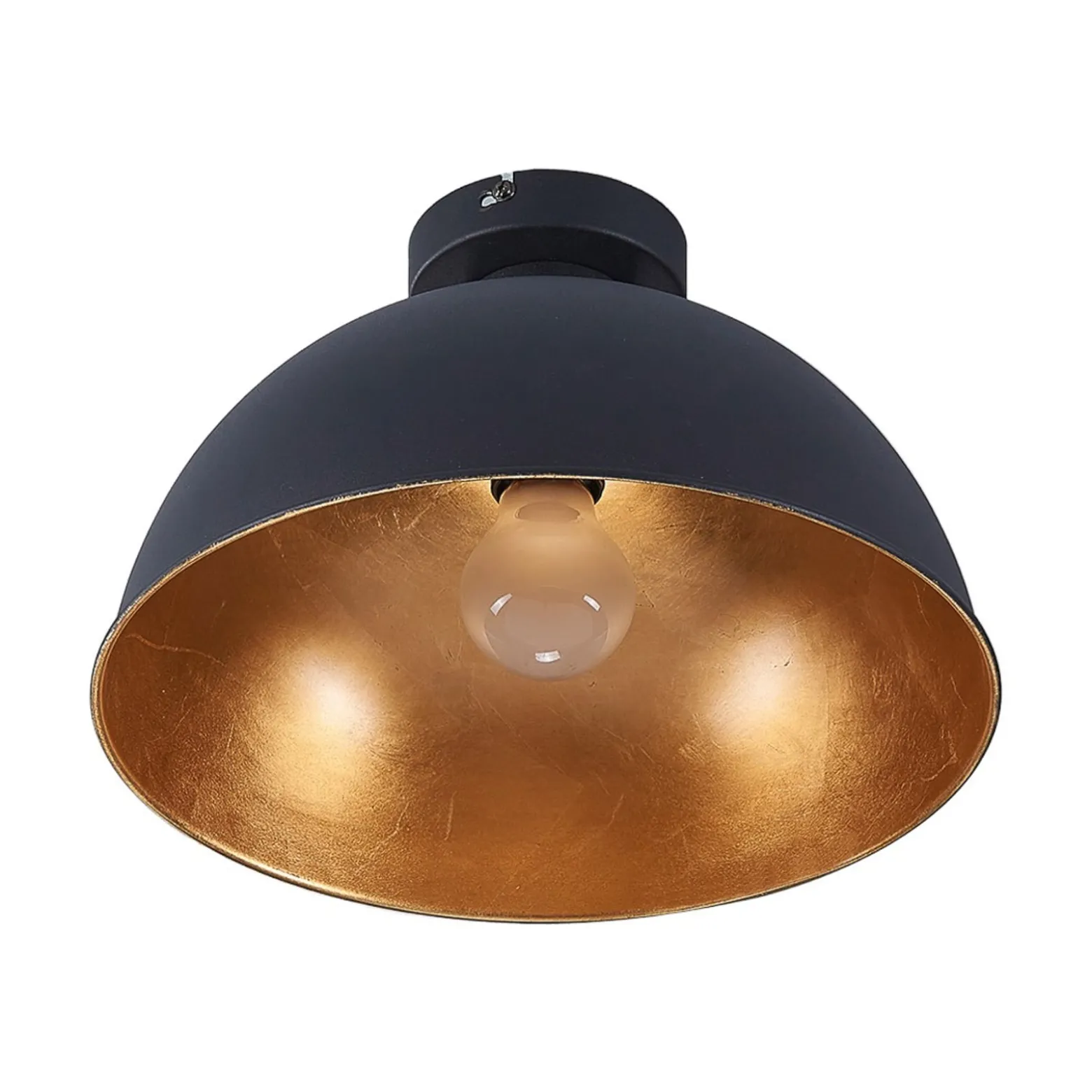Lindby Deckenleuchte Lya, Ø 31 cm, schwarz-gold, Metall, E27