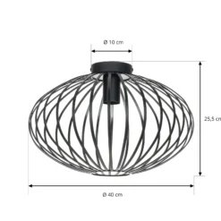 Lindby Deckenleuchte Maivi, schwarz, 40 cm, Eisen, Käfig