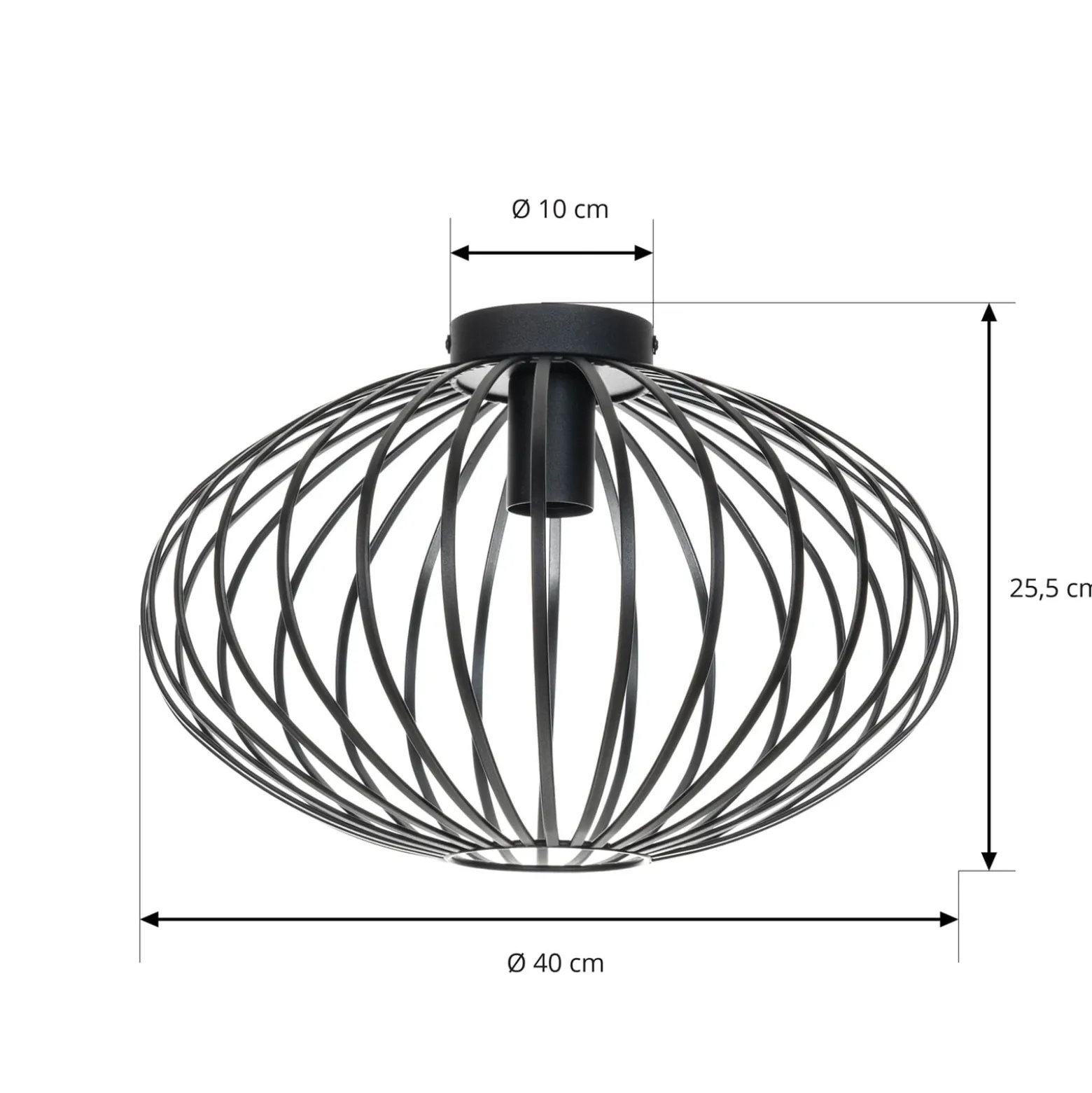 Lindby Deckenleuchte Maivi, schwarz, 40 cm, Eisen, Käfig