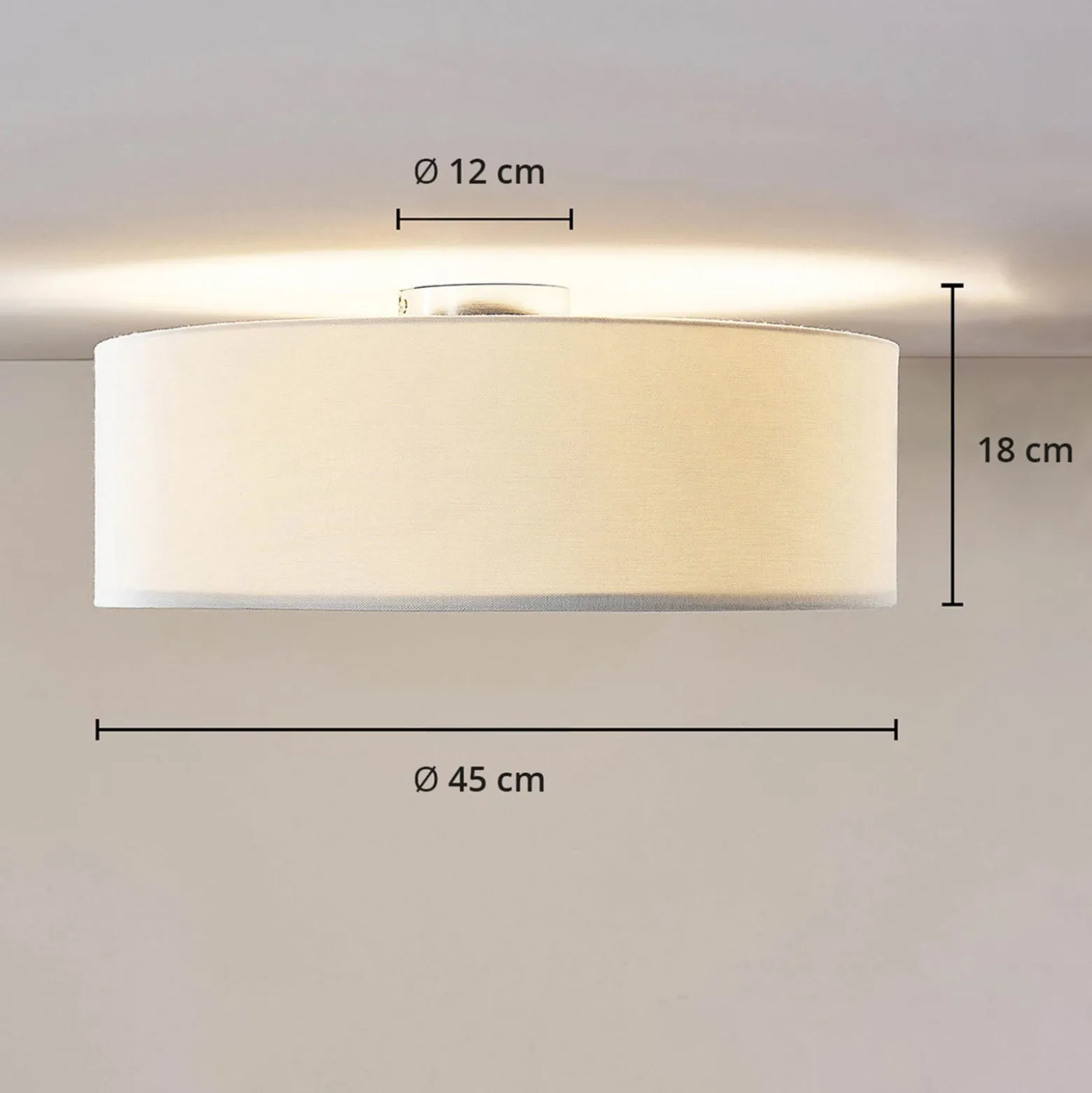 Lindby Deckenleuchte Mariat, weiß, Leinen, Ø 45 cm, E27