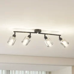 Lindby Deckenleuchte Netty, 4-flammig, grau, Glas