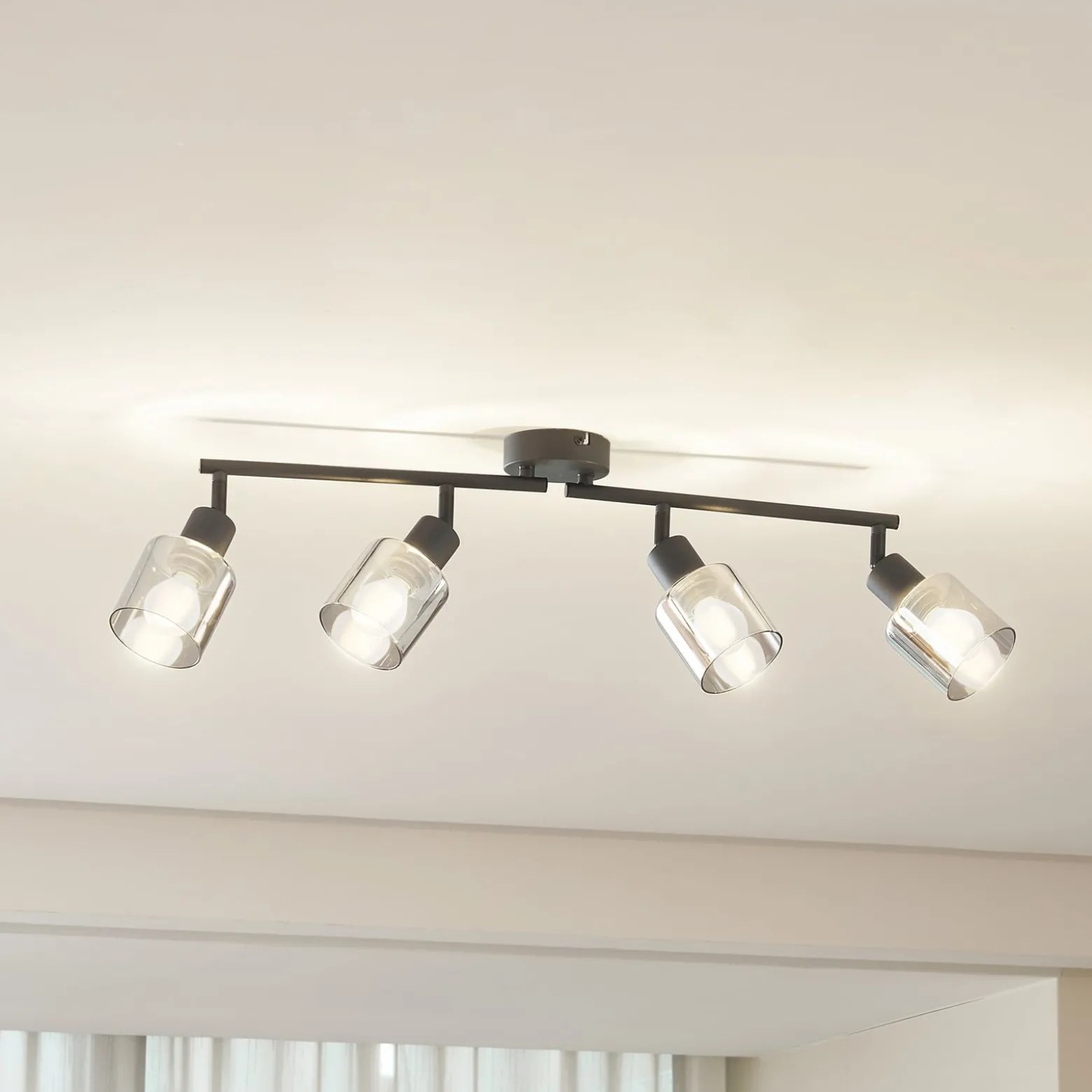 Lindby Deckenleuchte Netty, 4-flammig, grau, Glas