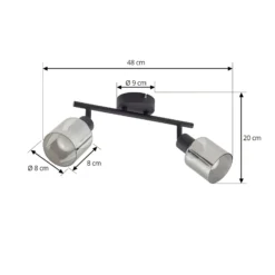 Lindby Deckenleuchte Netty, 4-flammig, grau, Glas